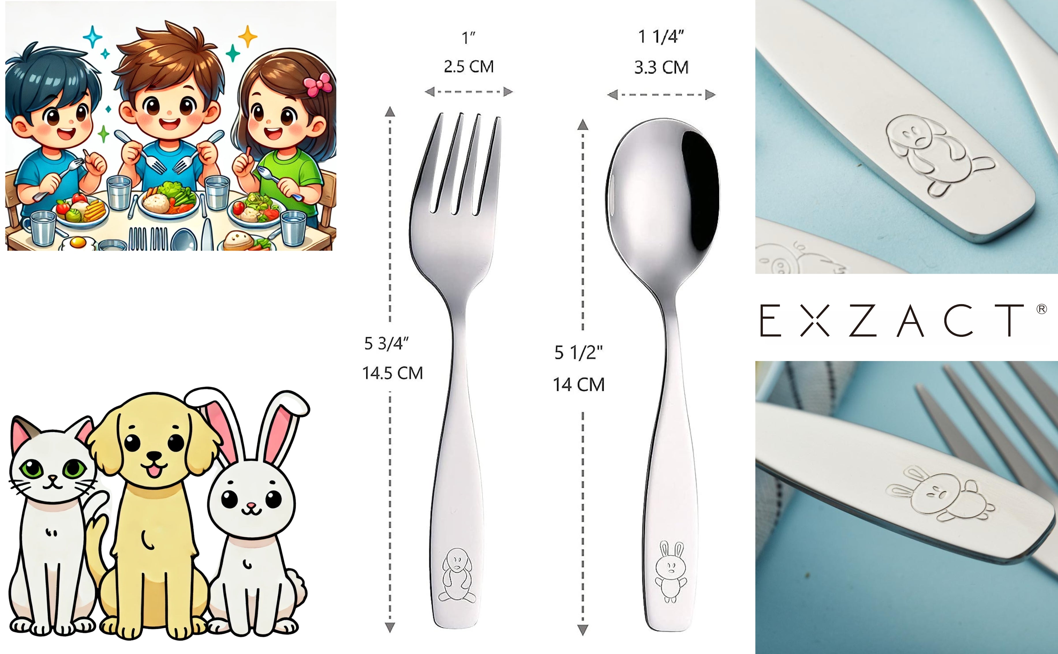 Exzact Children Cutlery 6pcs Stainless Steel