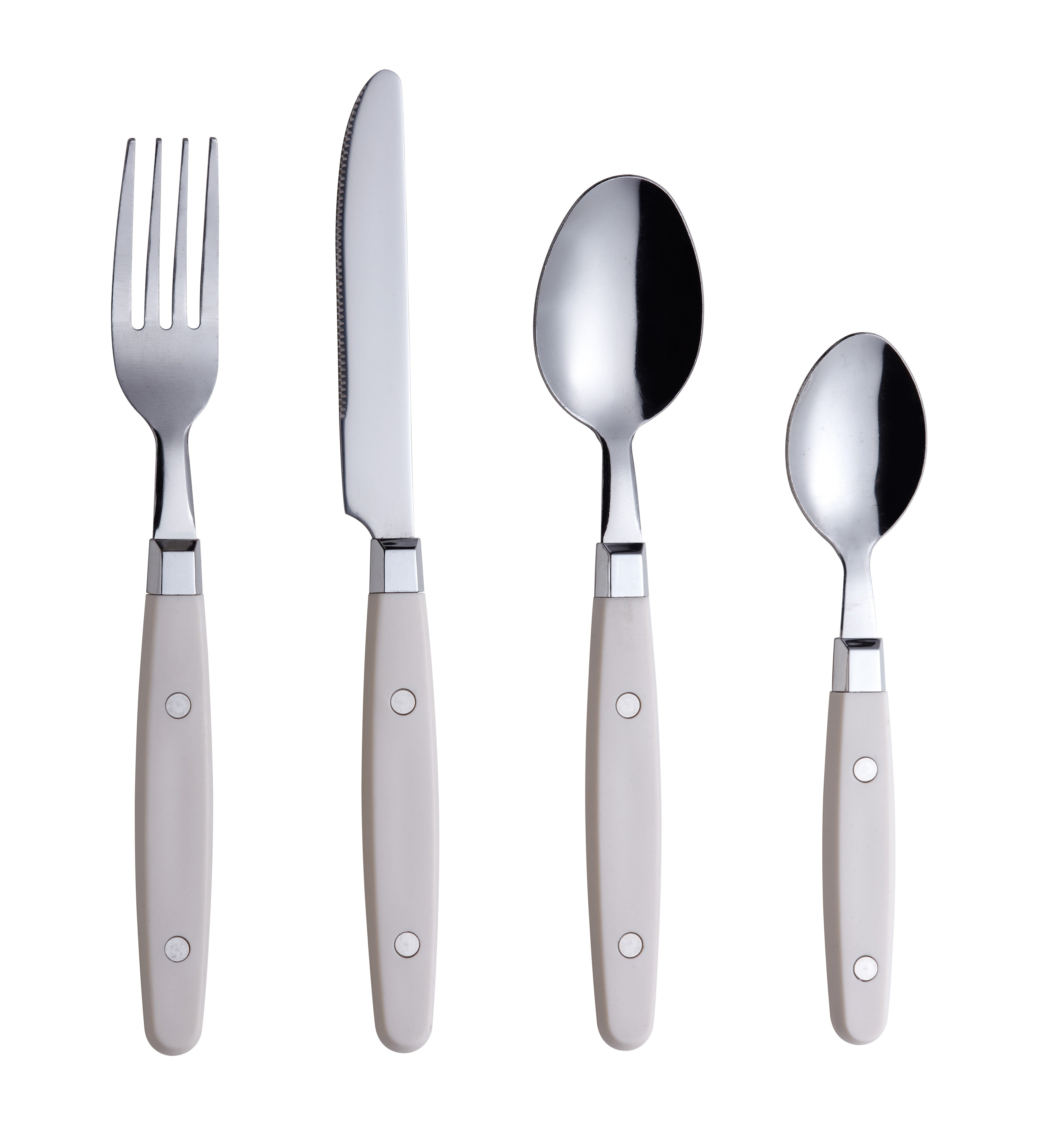 EXZACT Cutlery Set 24pcs Stainless Steel - with Rivet Craft Handles/Retro Style Flatware