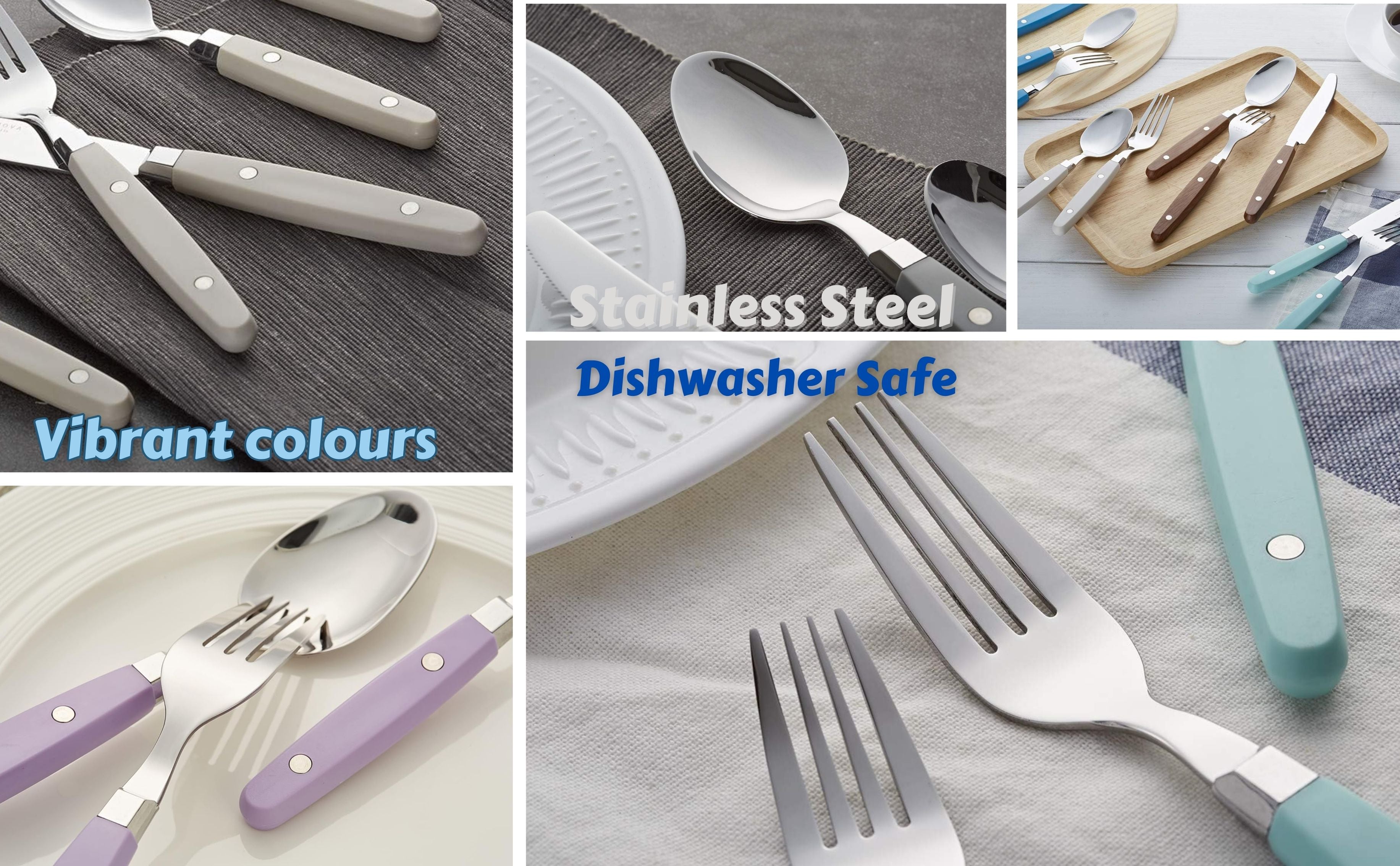 EXZACT Cutlery Set 24pcs Stainless Steel - with Rivet Craft Handles/Retro Style Flatware