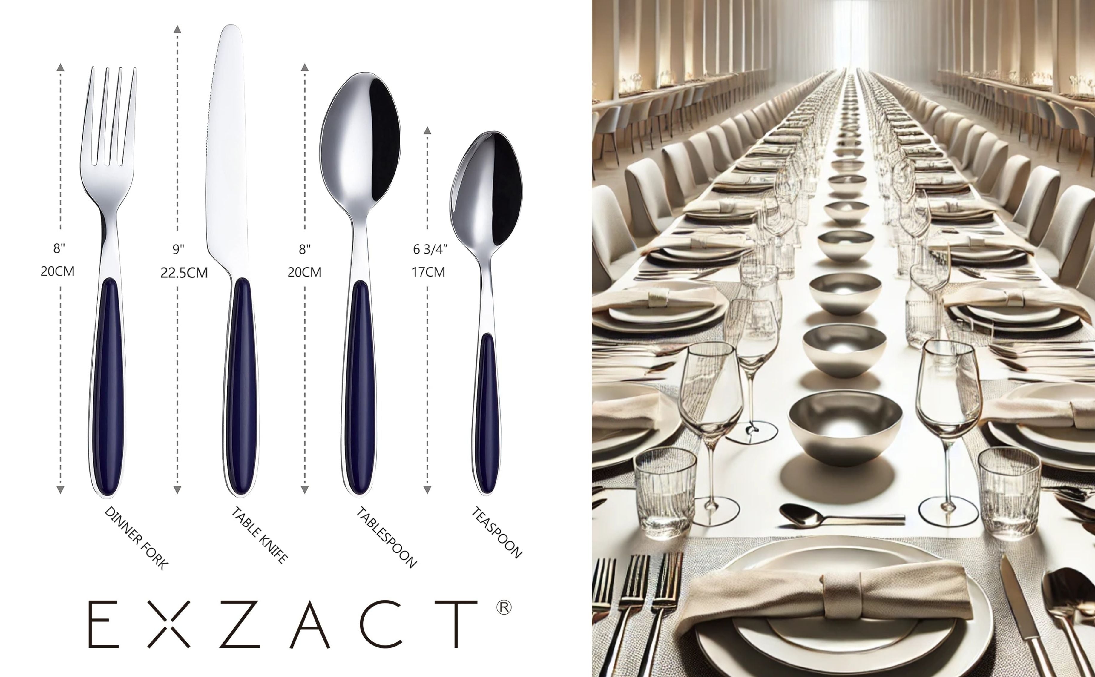 EXZACT Cutlery Set, Stainless Steel with Color Handles - EX07