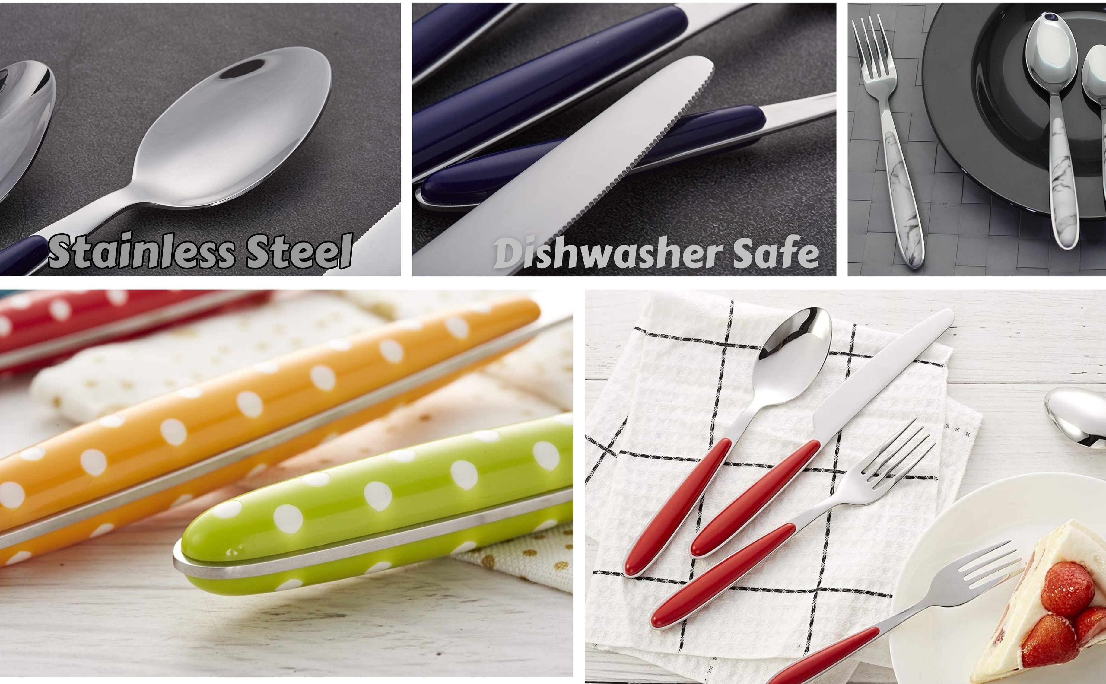 EXZACT Cutlery Set, Stainless Steel with Color Handles - EX07