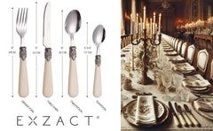 Exzact Cutlery Set Stainless Steel, Vintage Style Antique Cream Handles