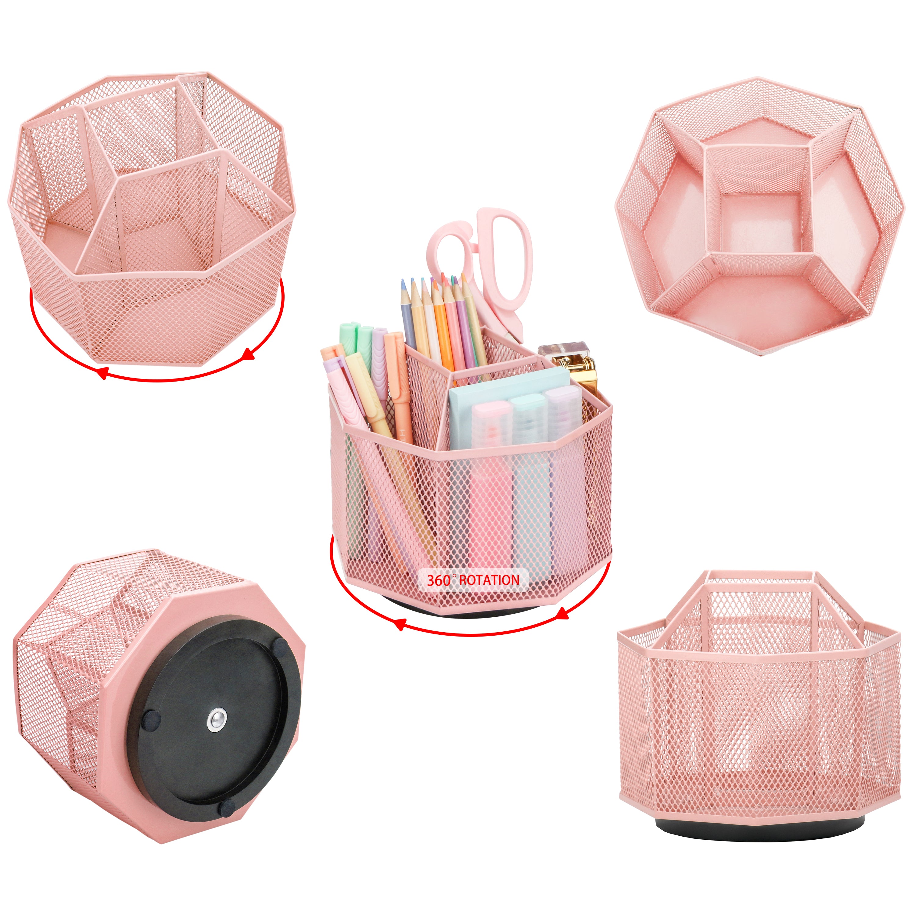 EXERZ Desk Organiser/Pencil Holder/Multifunctional 360 Rotating