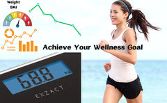 EXZACT High Precision Digital Bathroom Scale – Backlit LCD kg/st/lbs, Black