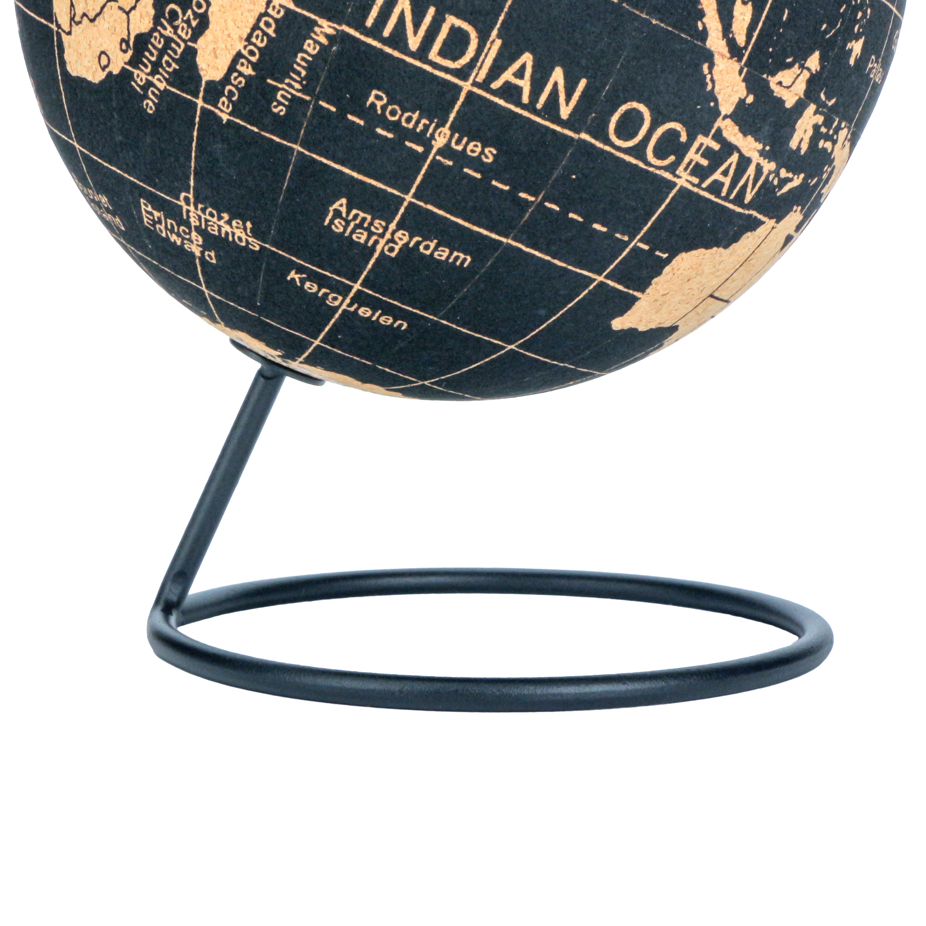 Exerz Cork Globe 14cm Pinnable, English Map, Pins Included, Natural Cork Black