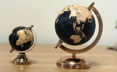 EXERZ 8cm Mini Globe with Bronze Base, Handcraft  Globe SI-3937 (Black)