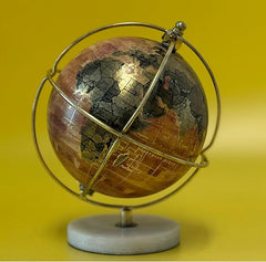 EXERZ 13cm Decorative Globe, Handcrafted Decorative Globe (Marbel Base)