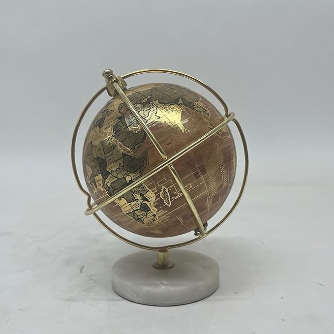EXERZ 13cm Decorative Globe, Handcrafted Decorative Globe (Marbel Base)