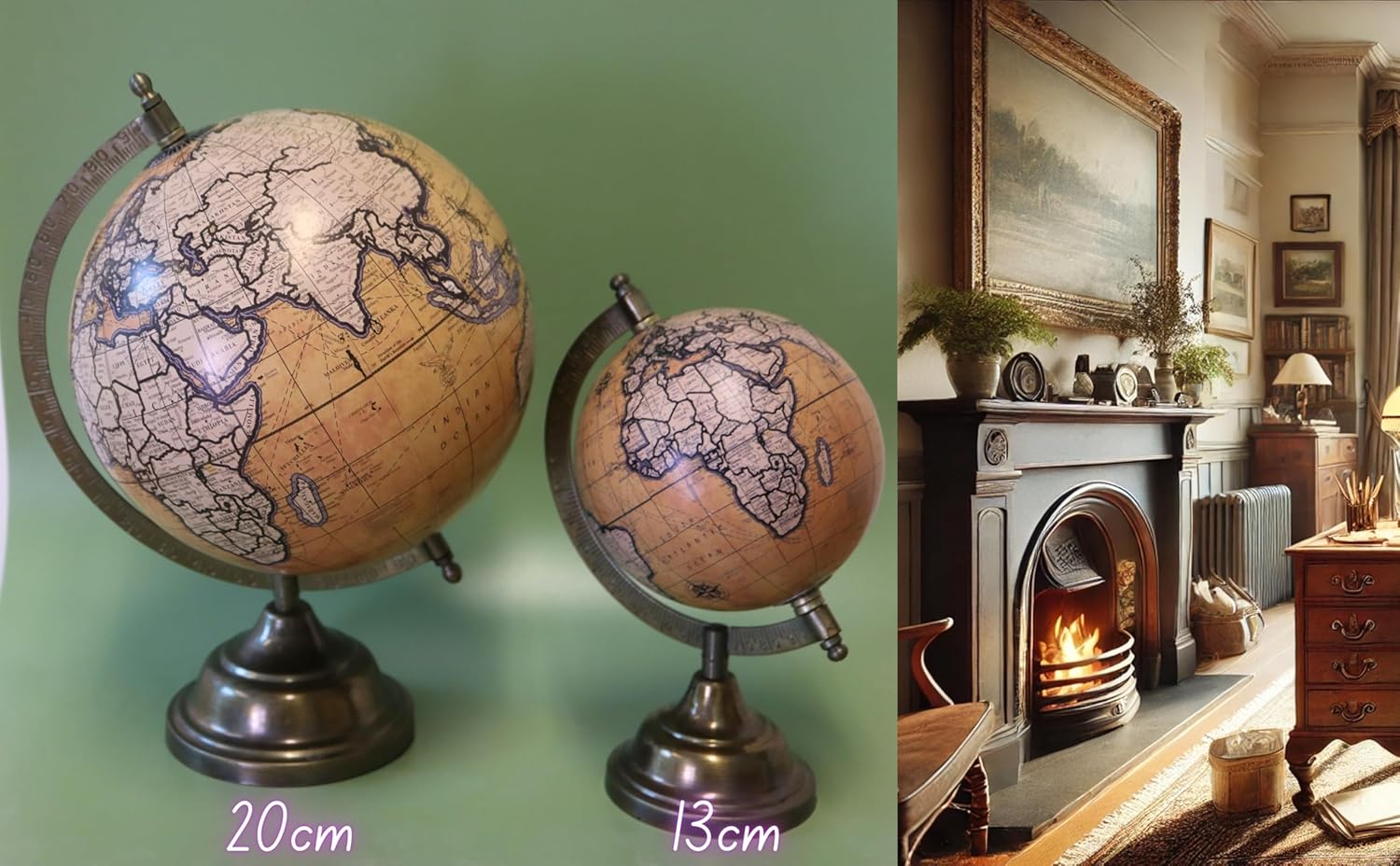 EXERZ  Antique with a Metal Base, Handcraft Decorative Globe