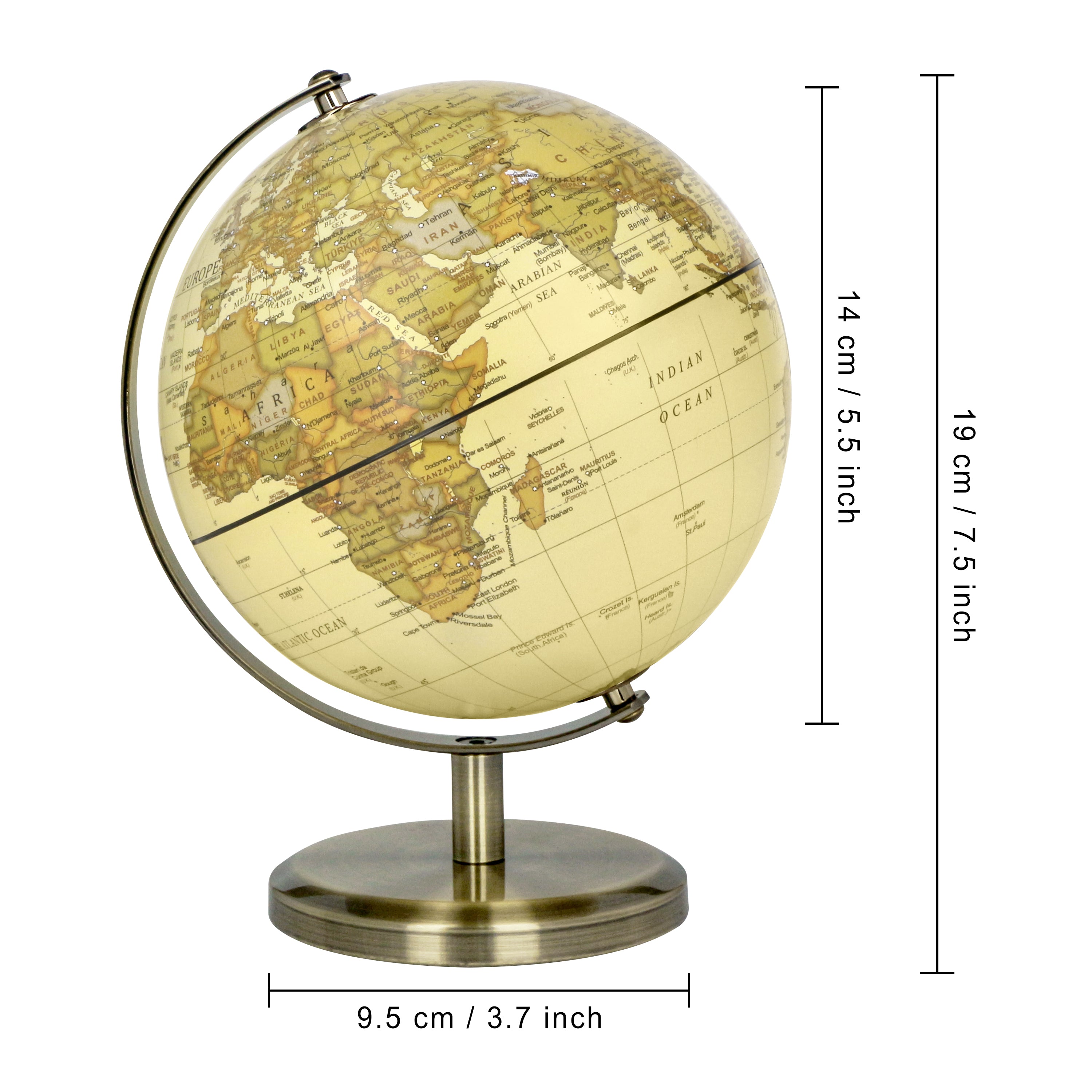 TOPGLOBE World Globe Mini Antique Globe - Educational