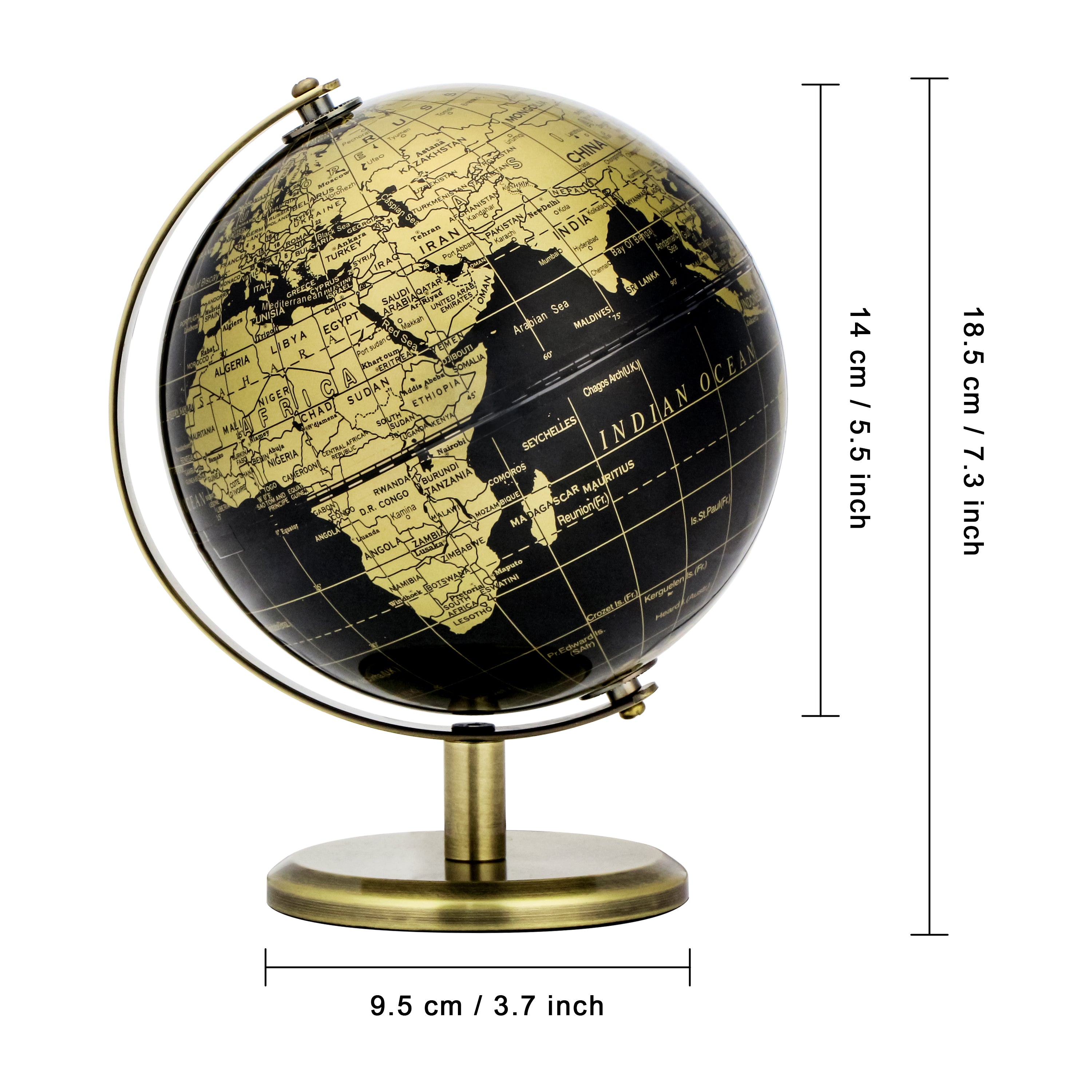 TOPGLOBE World Globe Mini Antique Globe - Educational