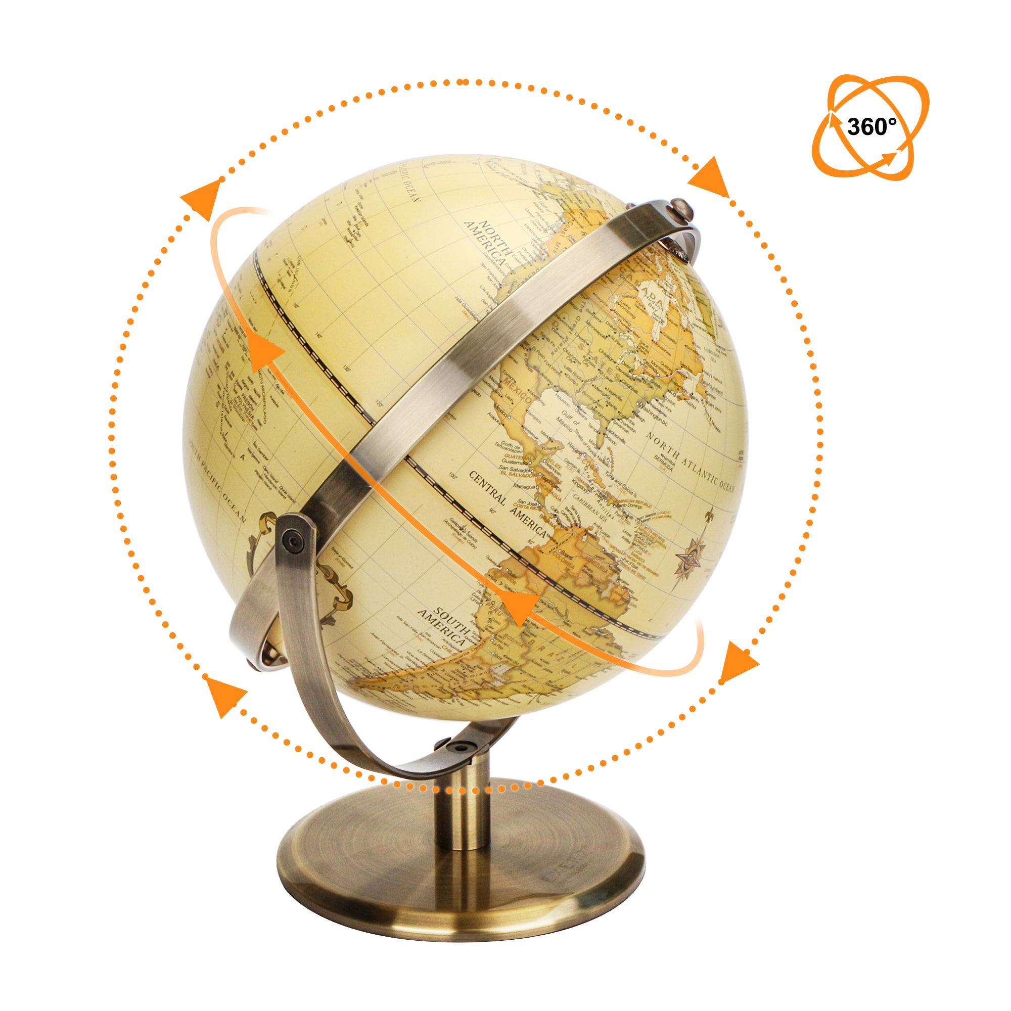 Exerz Antique Globe Metal Arc and Base Bronzed Colour