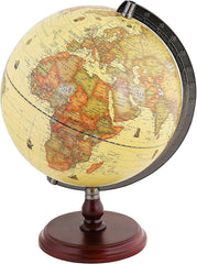 EXERZ  Antique Globe With a Wood Base - World Globe Rotating Vintage Decorative