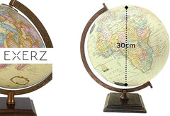 EXERZ 30cm Antique Globe with Wooden Square Base