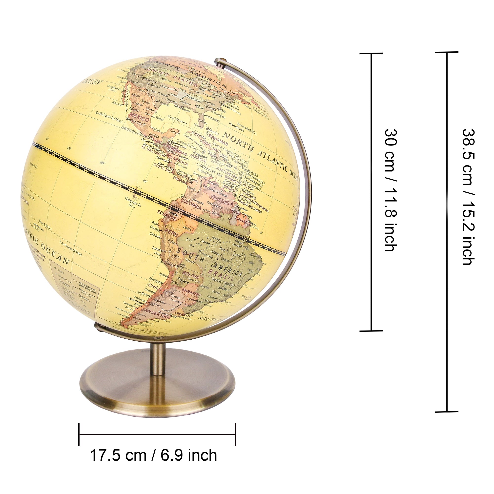 Exerz Antique Globe Metal Arc and Base Bronzed Colour
