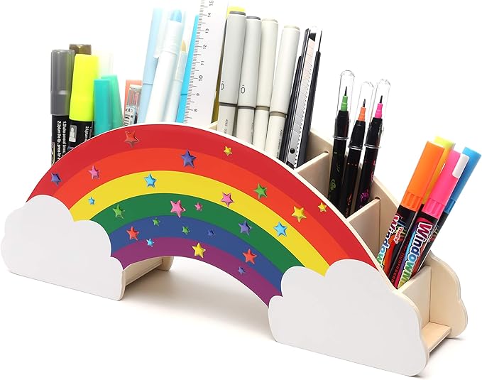 EXERZ Rainbow Desk Organiser Pencil Holder Desk Tidy Crayon Holder Makeup Storage