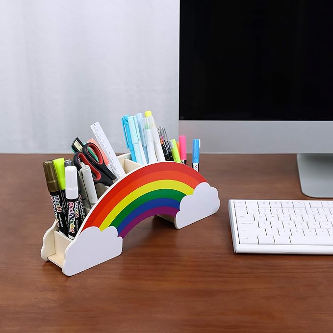 EXERZ Rainbow Desk Organiser Pencil Holder Desk Tidy Crayon Holder Makeup Storage