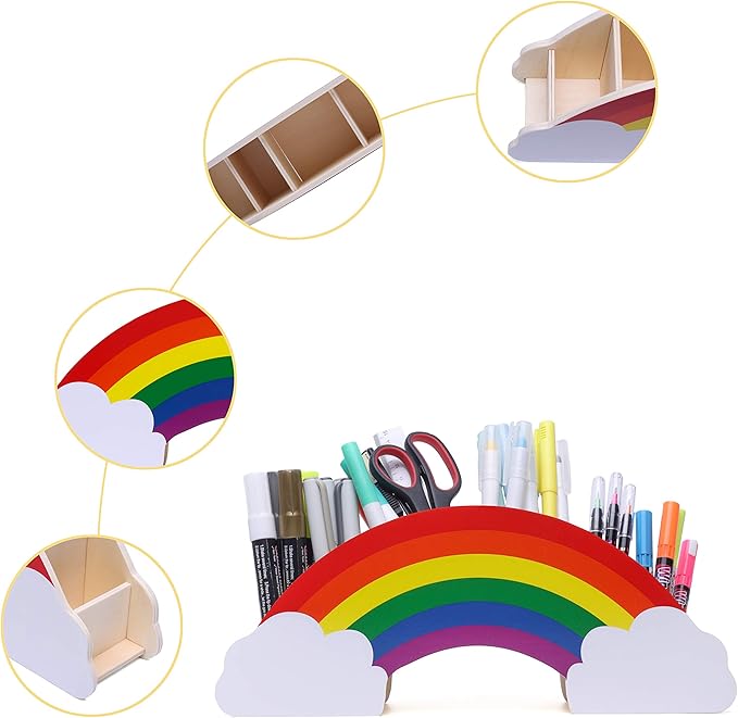 EXERZ Rainbow Desk Organiser Pencil Holder Desk Tidy Crayon Holder Makeup Storage