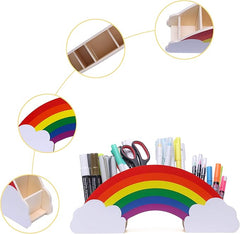 EXERZ Rainbow Desk Organiser Pencil Holder Desk Tidy Crayon Holder Makeup Storage