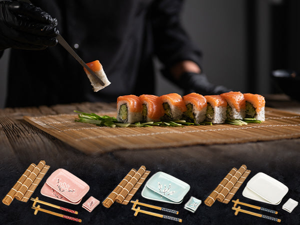 Exzact Sushi Plate Set 10pcs,Highquality Porcelain,Gift Box