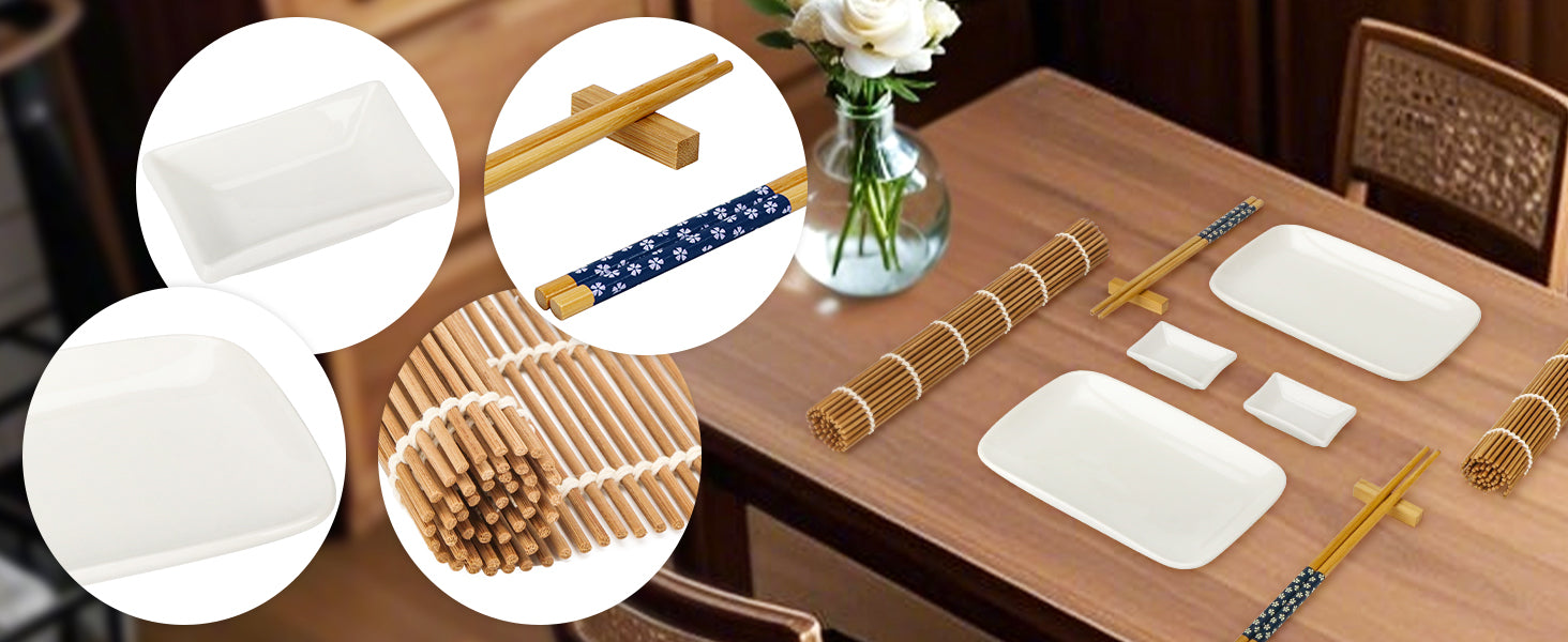 Exzact Sushi Plate Set 10pcs,Highquality Porcelain,Gift Box