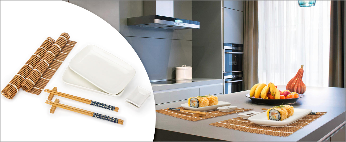 Exzact Sushi Plate Set 10pcs,Highquality Porcelain,Gift Box