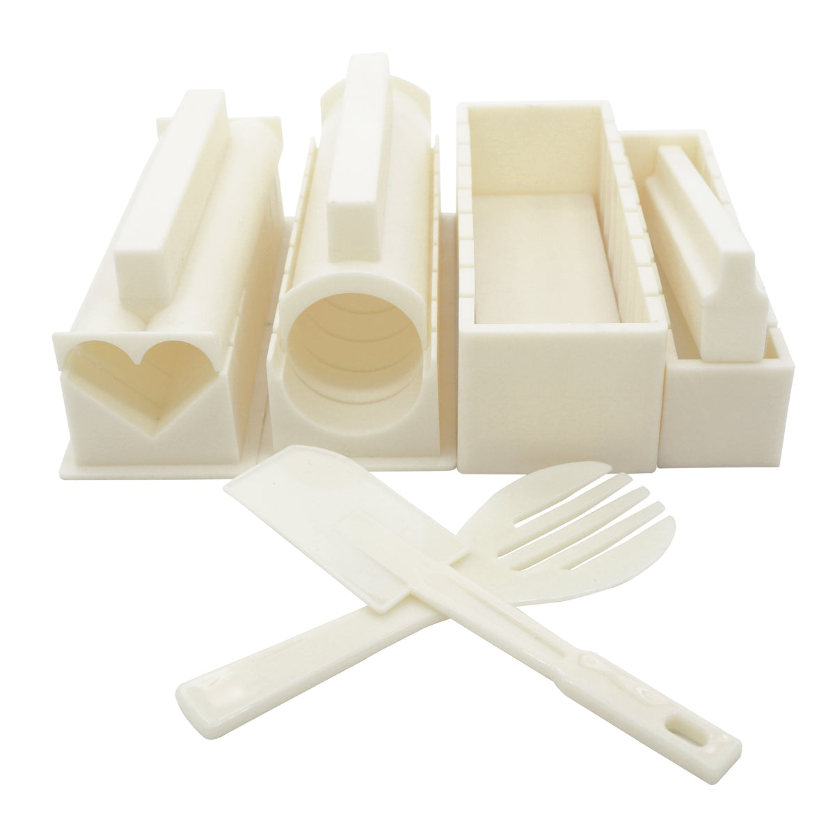 EXZACT Sushi Maker Kit 10pcs, Rice Roll Mould Set 5 Unique Shapes