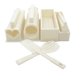 EXZACT Sushi Maker Kit 10pcs, Rice Roll Mould Set 5 Unique Shapes