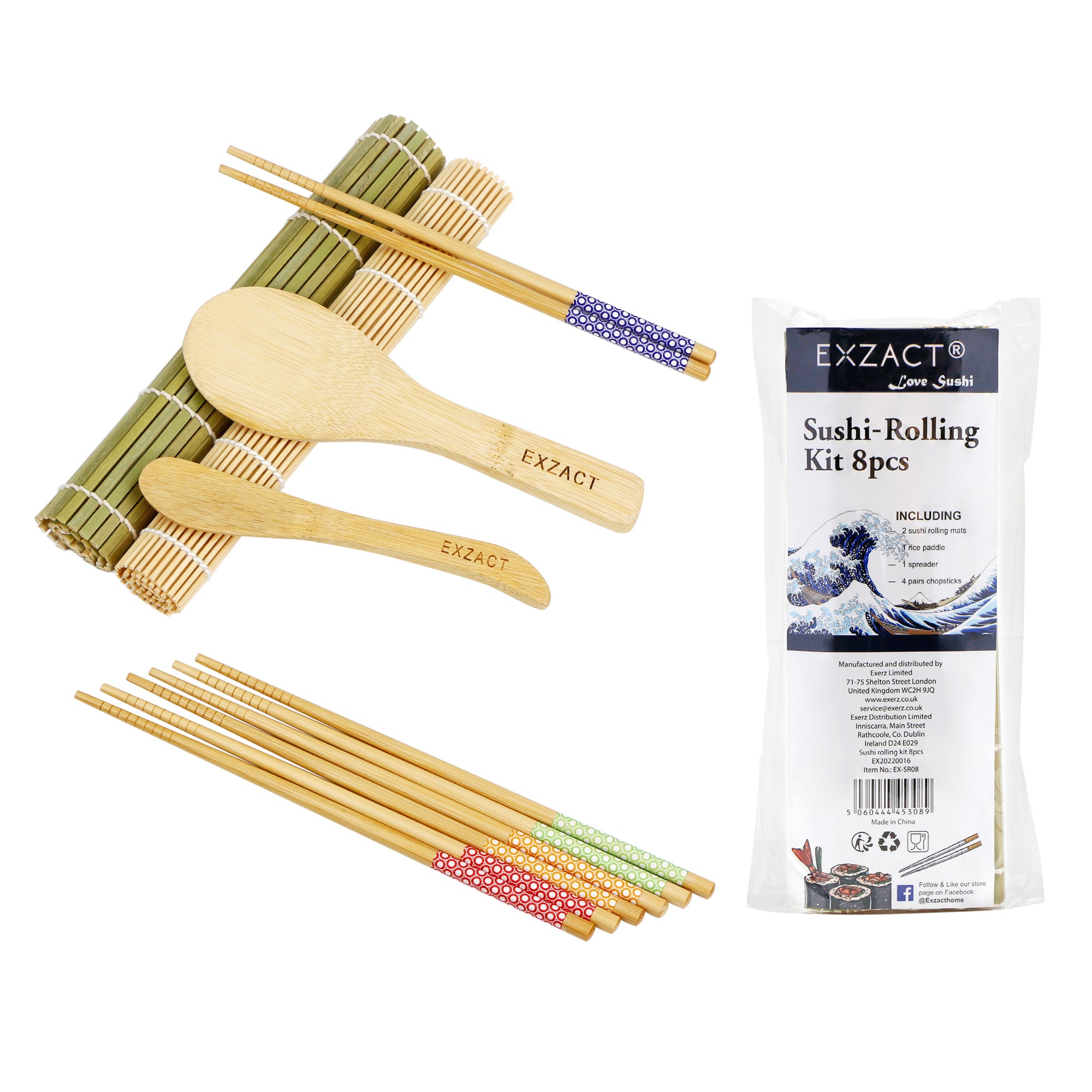 EXZACT Sushi Rolling Kit 8pcs Sushi Maker