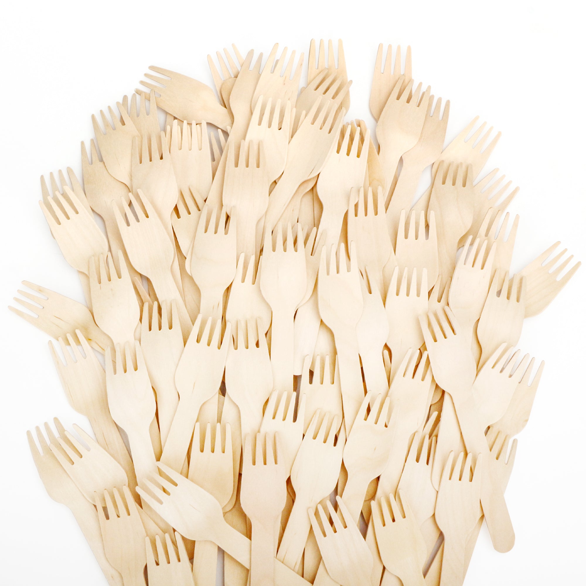 EXZACT Wooden Forks 150pcs - Disposable Party Forks x 150, Camping, Travel and BBQ