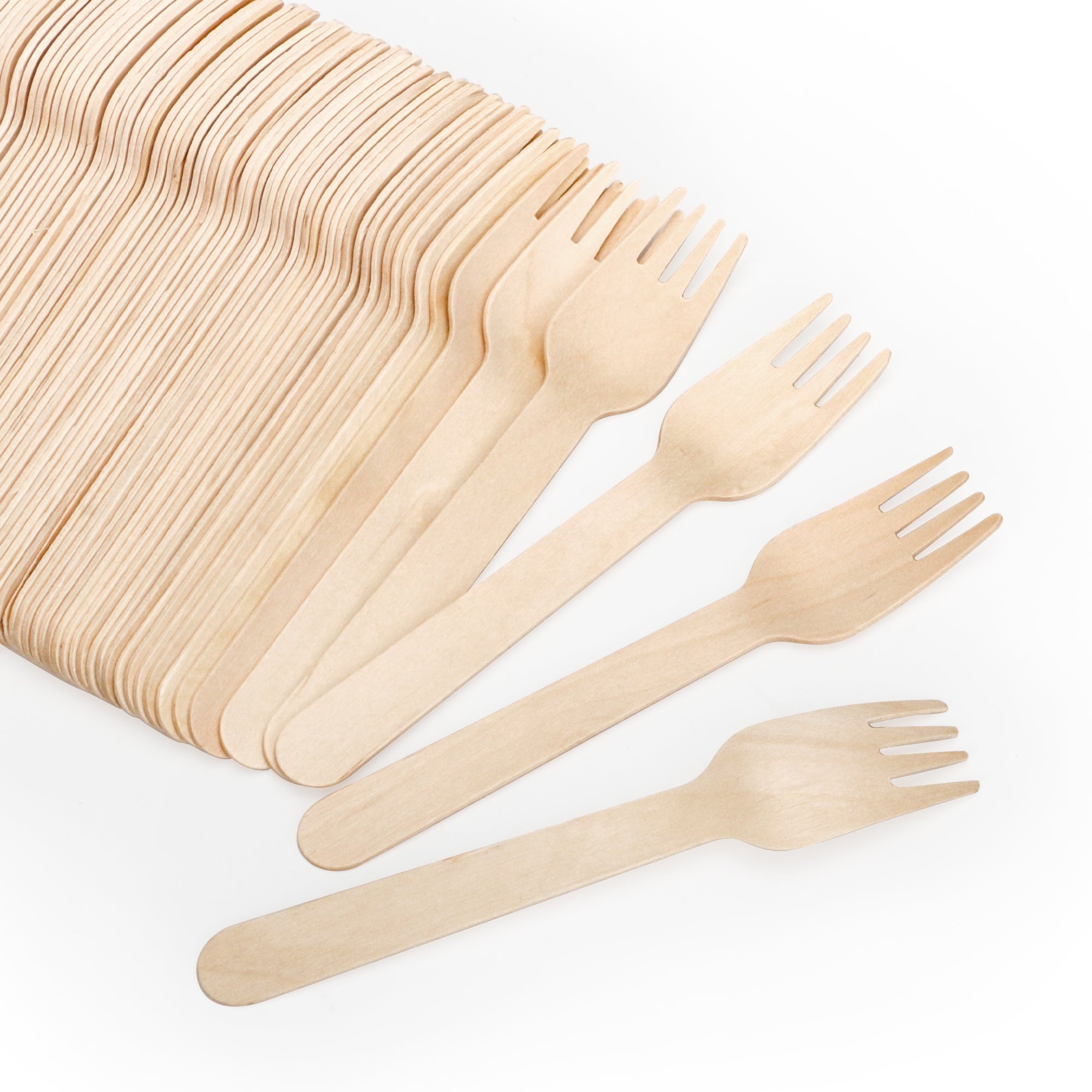 EXZACT Wooden Forks 150pcs - Disposable Party Forks x 150, Camping, Travel and BBQ