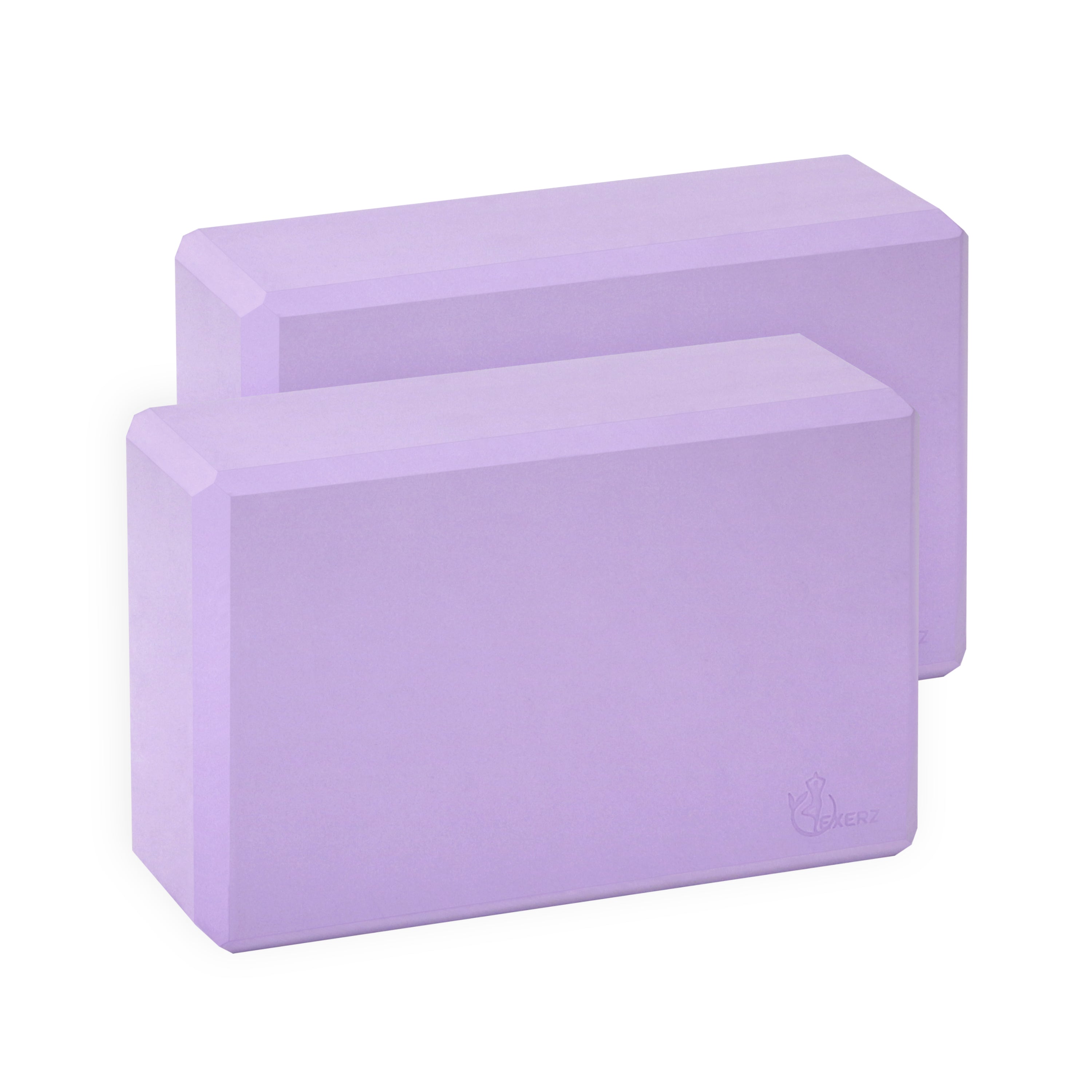 EXERZ Yoga Blocks – 2pcs, Anti-Slip, High Density, Travel-Friendly Pilates Bricks (Lavender)