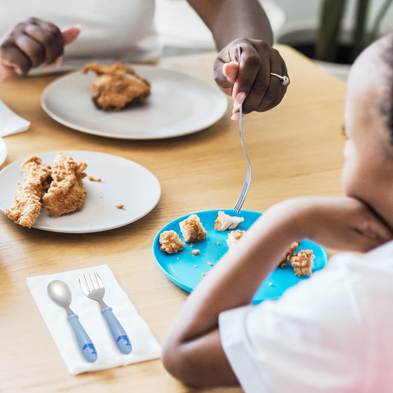 EXZACT Kids Cutlery 6pcs Stainless Steel 18/10 - Children's Cutlery Toddler 3 x Forks, 3 x Spoons