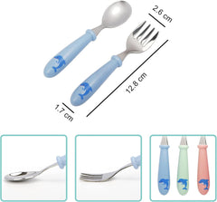 EXZACT Kids Cutlery 6pcs Stainless Steel 18/10 - Children's Cutlery Toddler 3 x Forks, 3 x Spoons