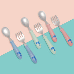 EXZACT Kids Cutlery 6pcs Stainless Steel 18/10 - Children's Cutlery Toddler 3 x Forks, 3 x Spoons