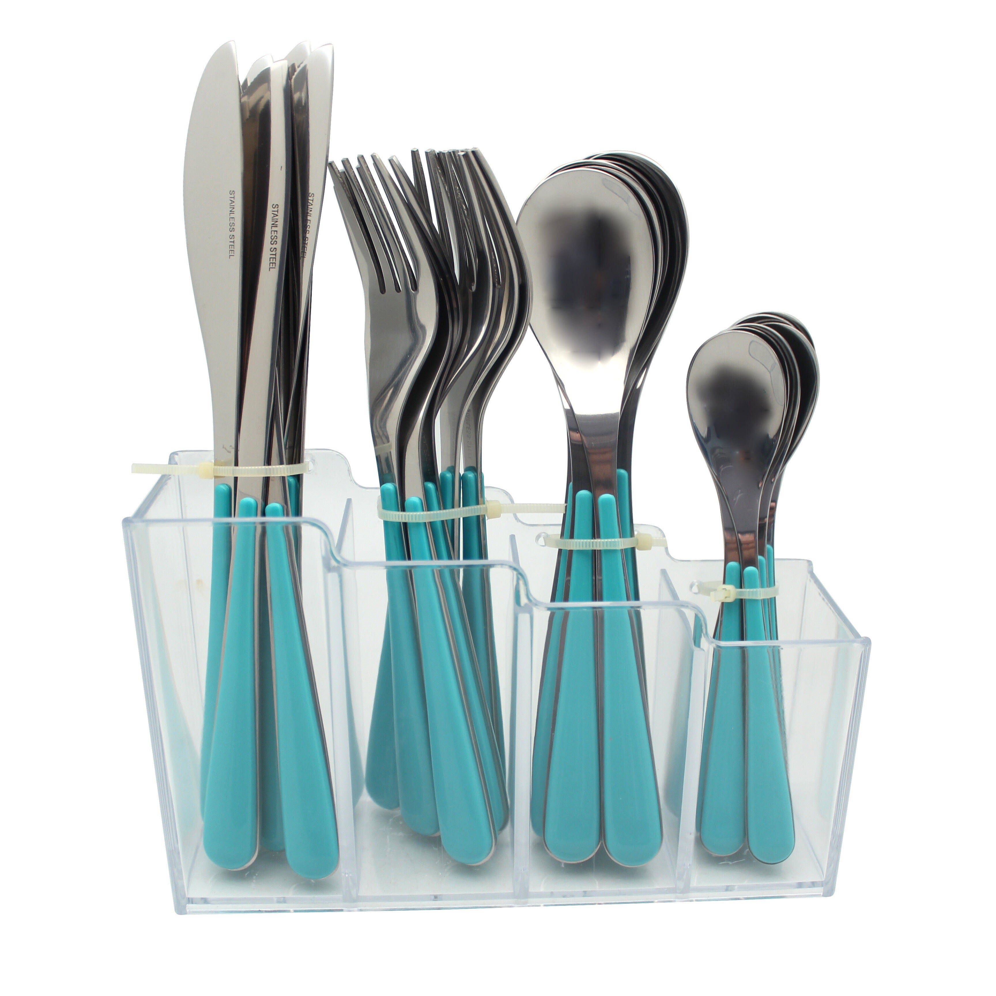 Exzact Cutlery Set 24pcs Stainless Steel in a Plastic Holding Rack