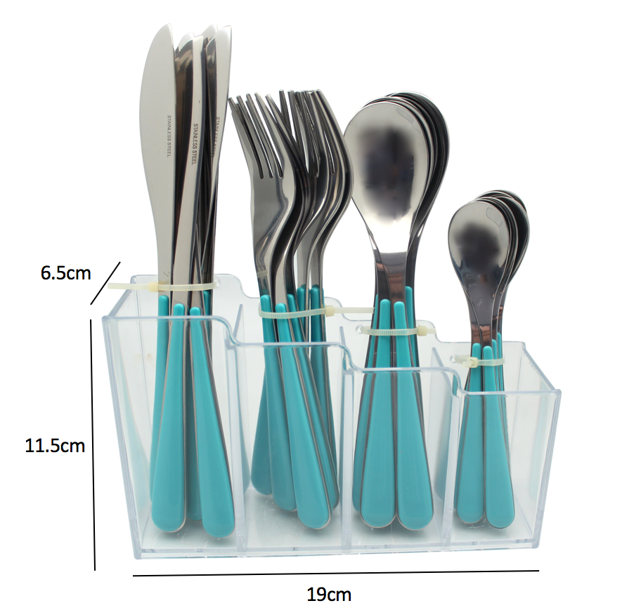 Exzact Cutlery Set 24pcs Stainless Steel in a Plastic Holding Rack
