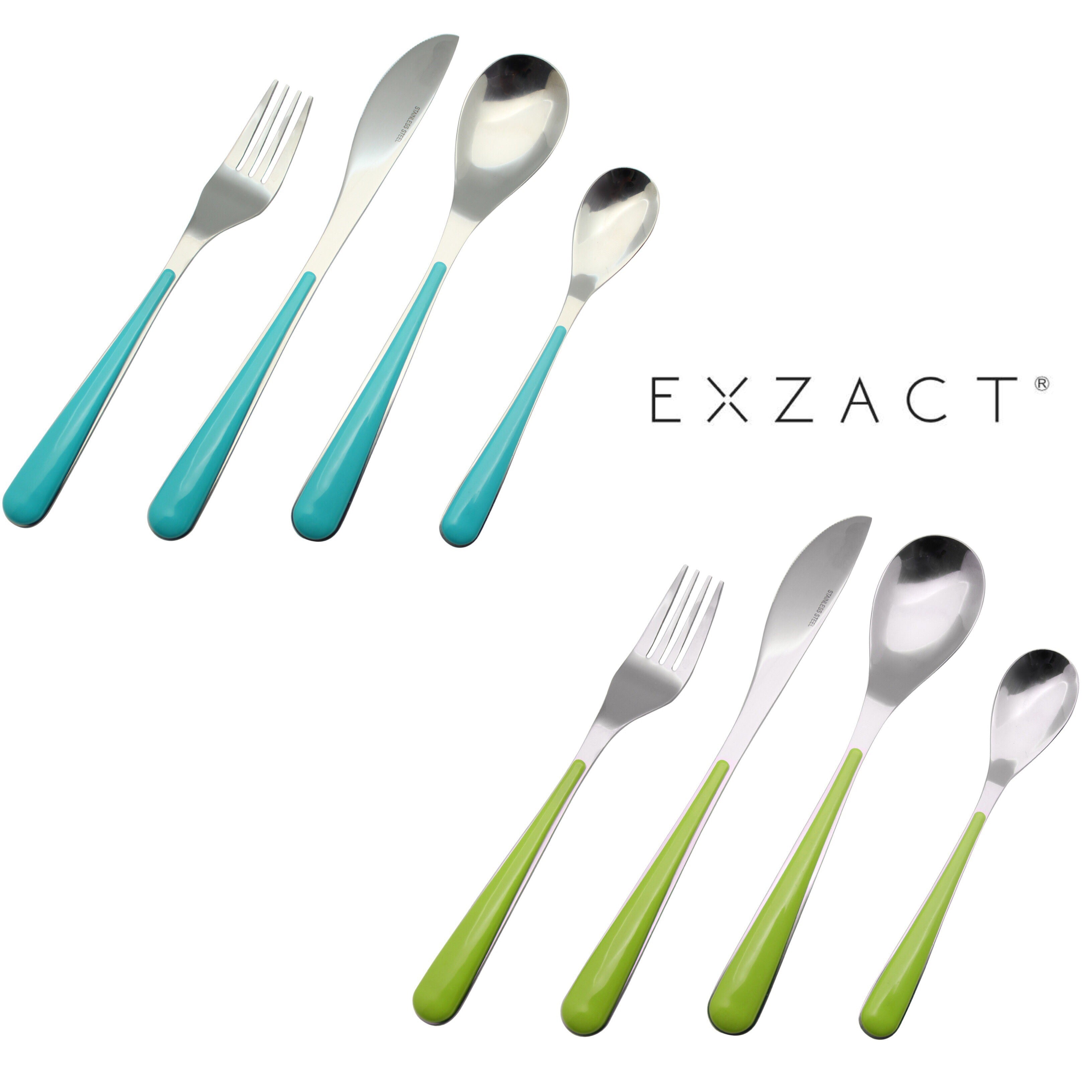 Exzact Cutlery Set 24pcs Stainless Steel in a Plastic Holding Rack