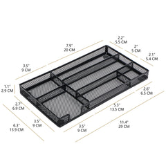 EXERZ Mesh Organiser Tray – Metal Desk Drawer Insert with 9 Compartments (Black)