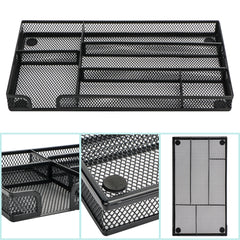 EXERZ Mesh Organiser Tray – Metal Desk Drawer Insert with 9 Compartments (Black)