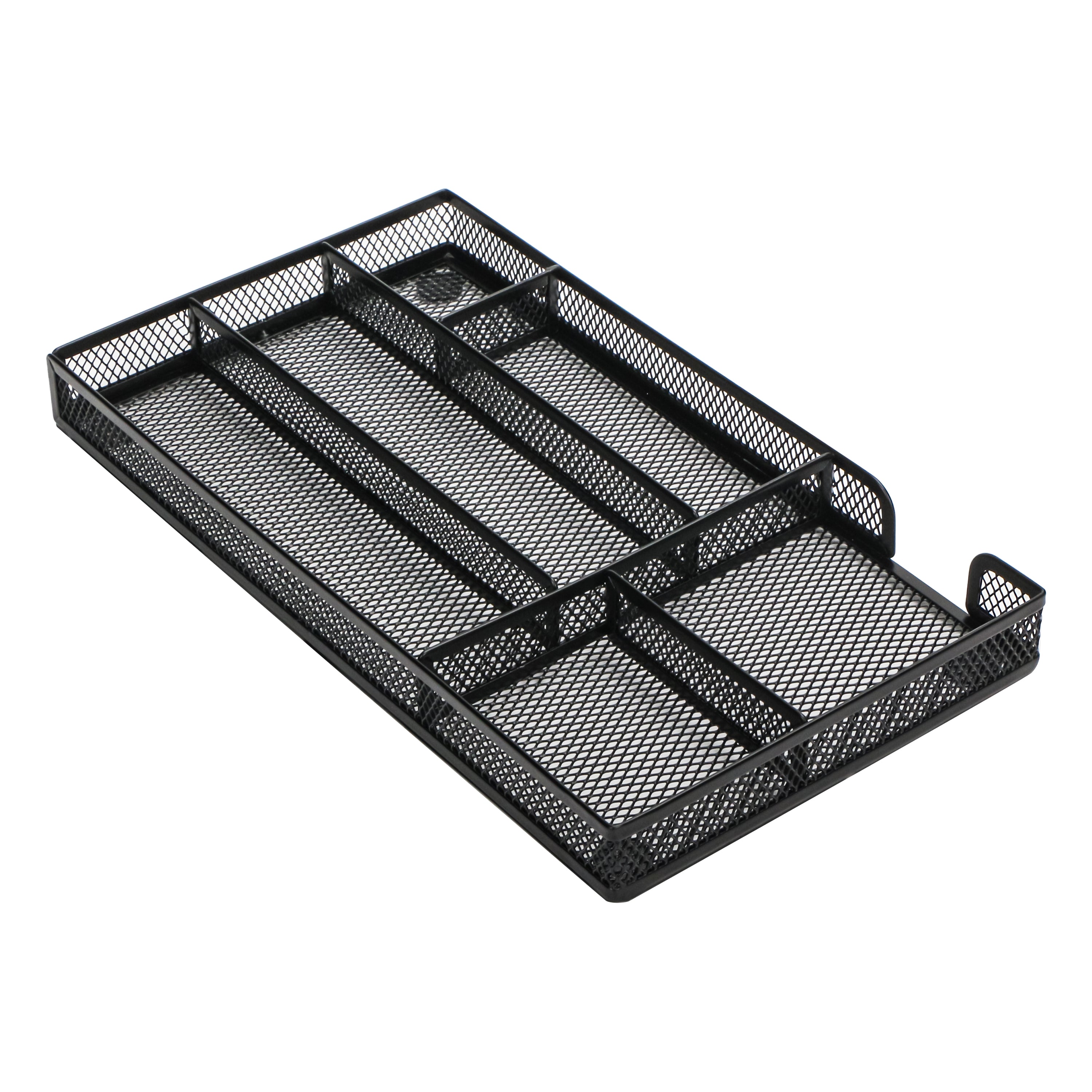 EXERZ Mesh Organiser Tray – Metal Desk Drawer Insert with 9 Compartments (Black)
