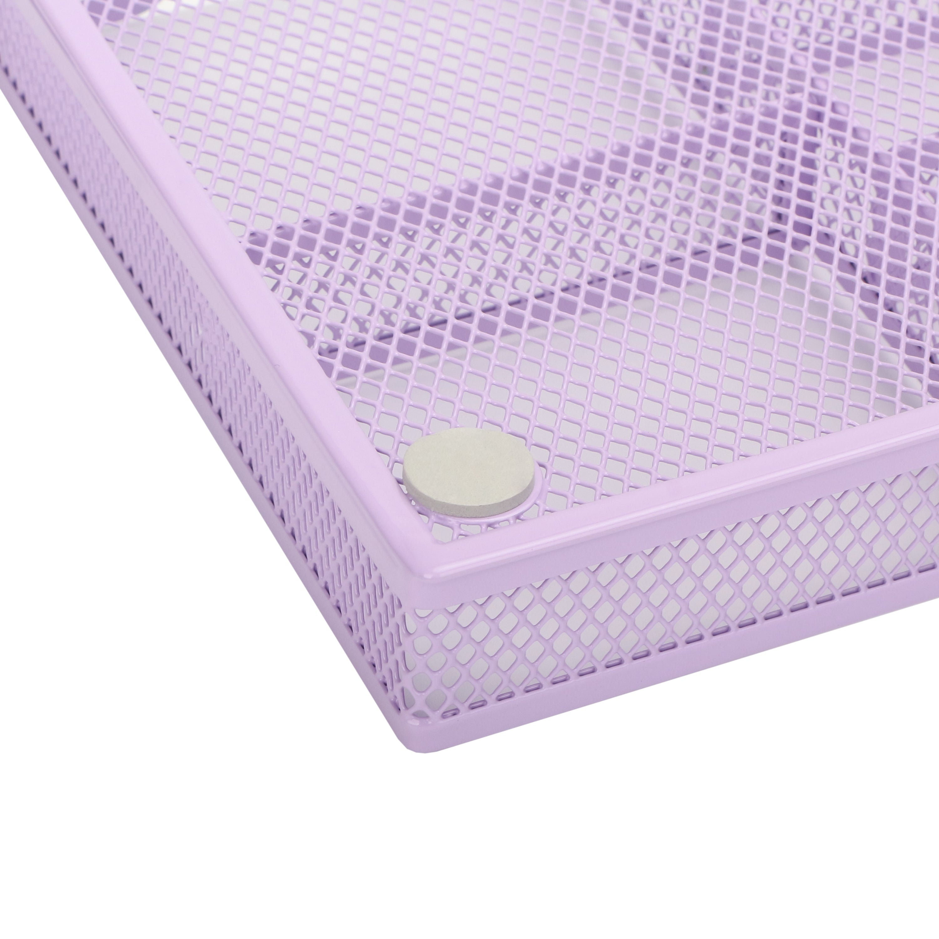 EXERZ Mesh Organiser Tray – Metal Desk Drawer Insert with 9 Compartments (Light Purple)