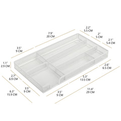 EXERZ Mesh Organiser Tray – Metal Desk Drawer Insert with 9 Compartments (White)