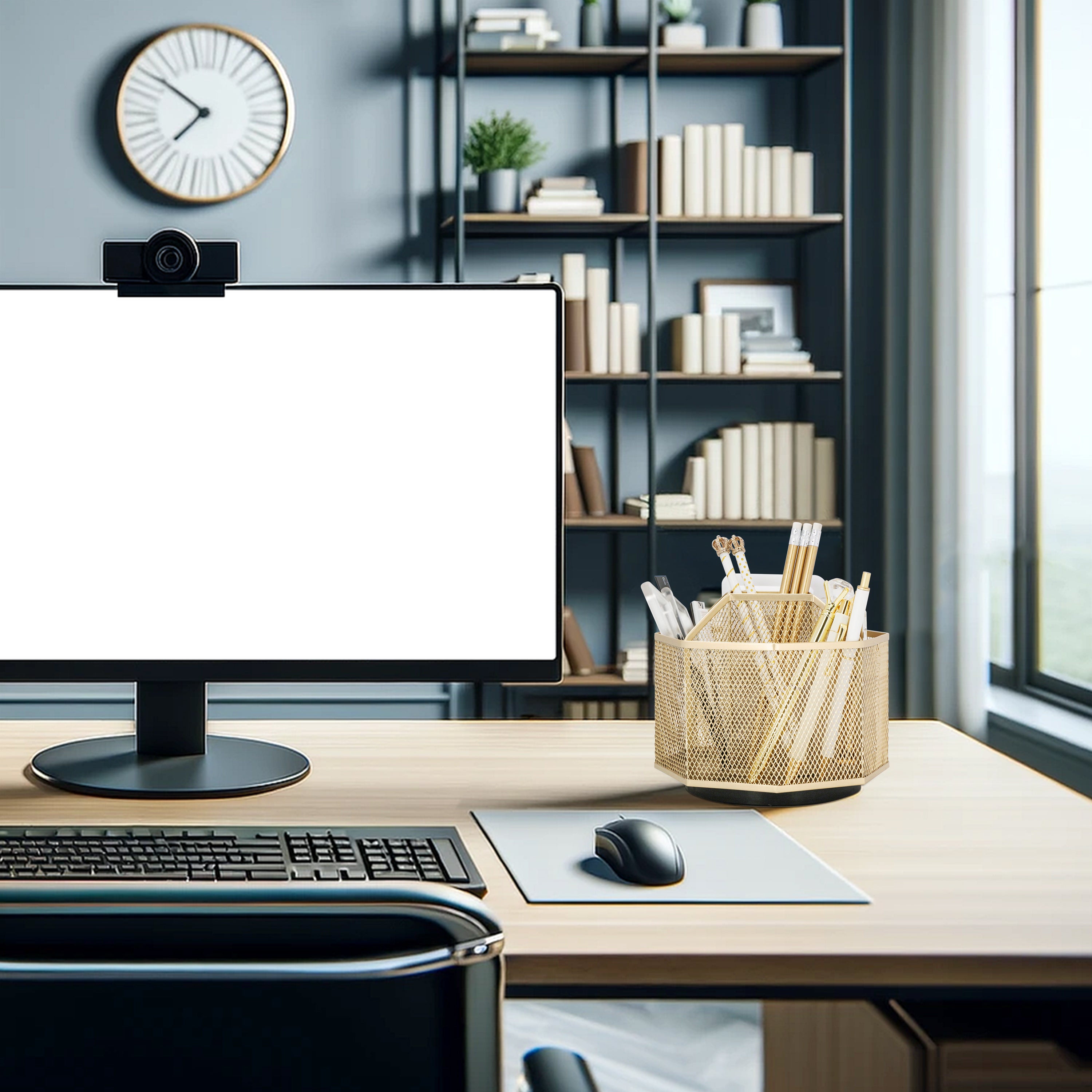 EXERZ Desk Organiser/Pencil Holder/Multifunctional 360 Rotating