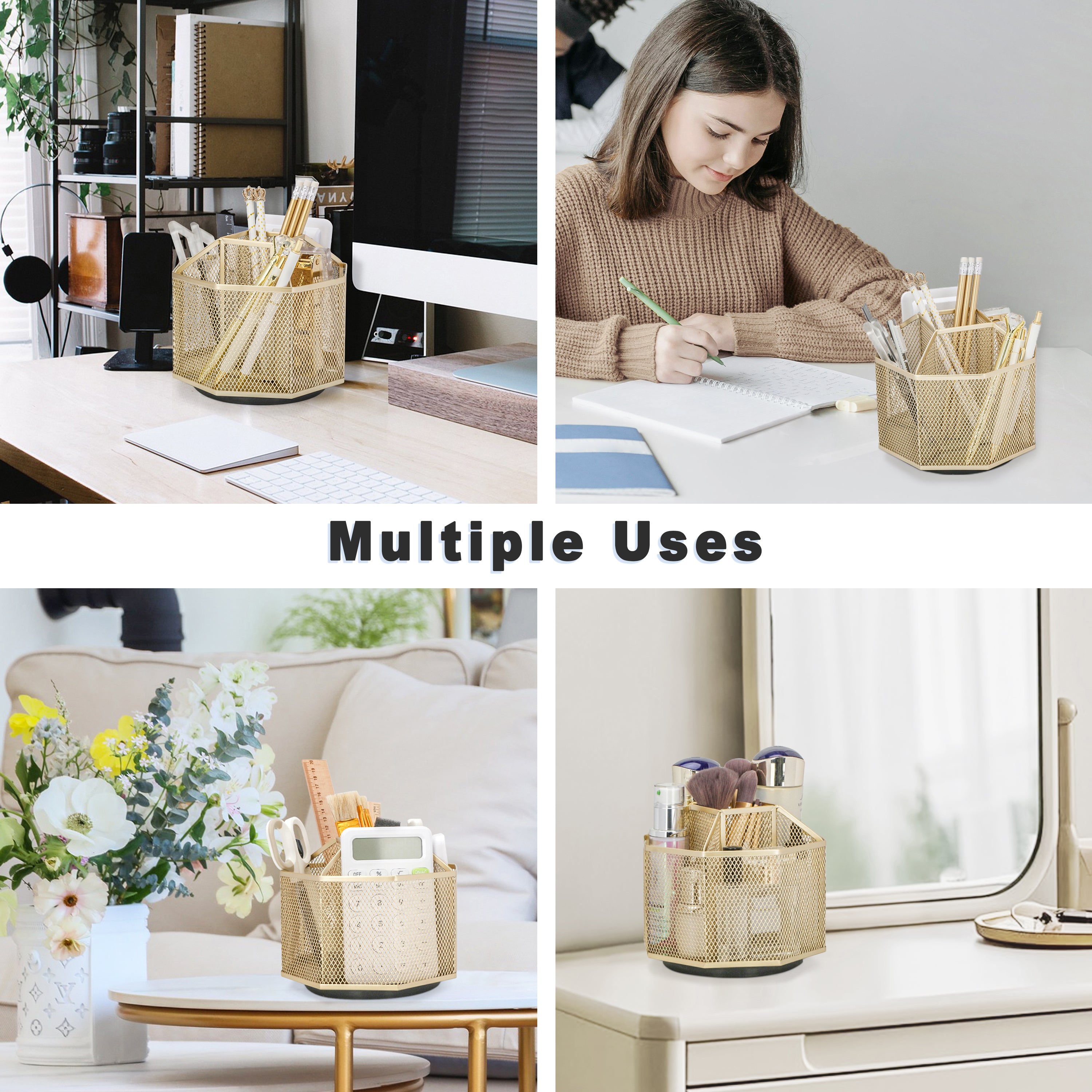 EXERZ Desk Organiser/Pencil Holder/Multifunctional 360 Rotating