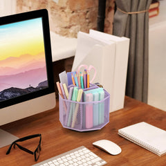 EXERZ Desk Organiser/Pencil Holder,Multifunctional 360 Rotating , Light Purple