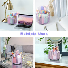 EXERZ Desk Organiser/Pencil Holder,Multifunctional 360 Rotating , Light Purple