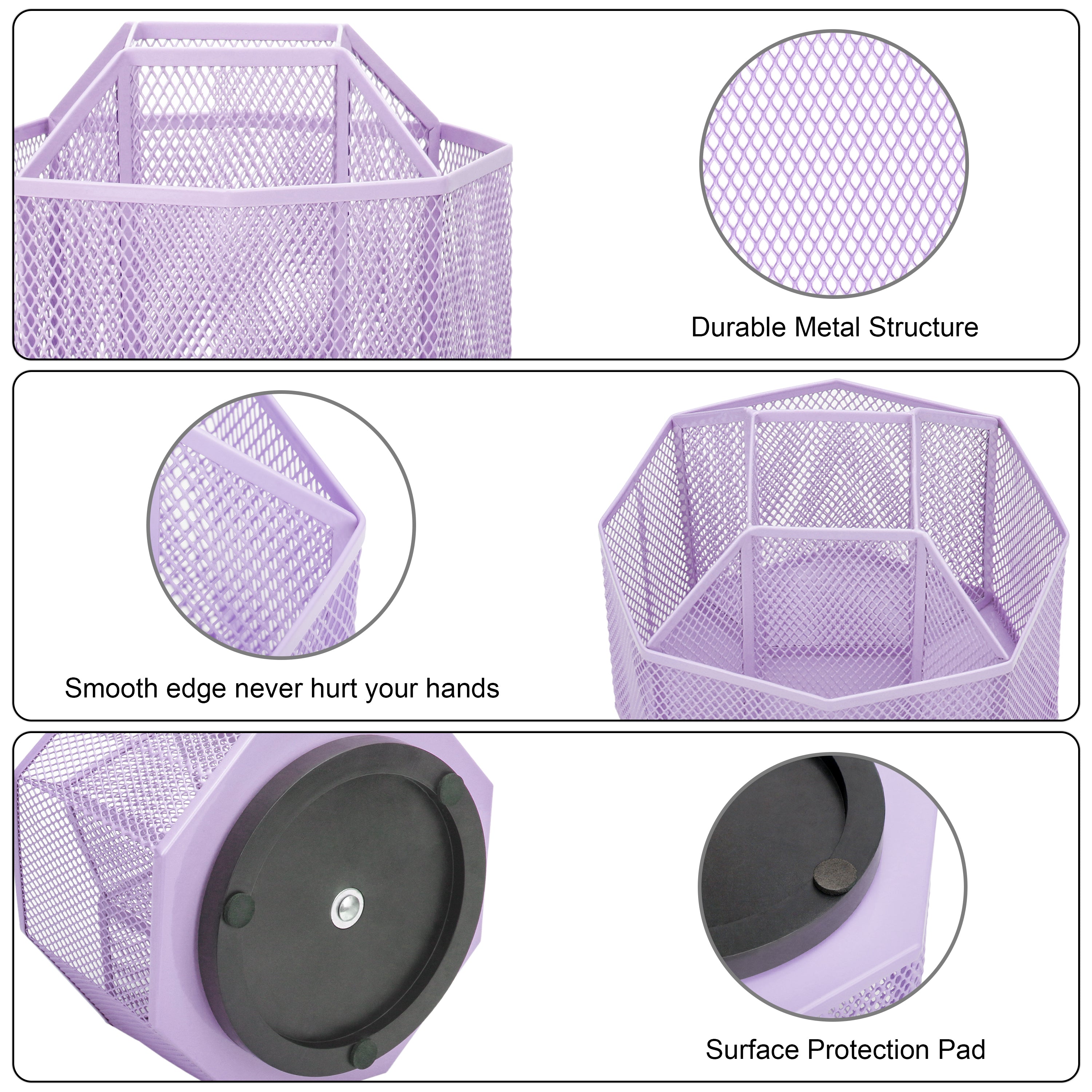 EXERZ Desk Organiser/Pencil Holder,Multifunctional 360 Rotating , Light Purple