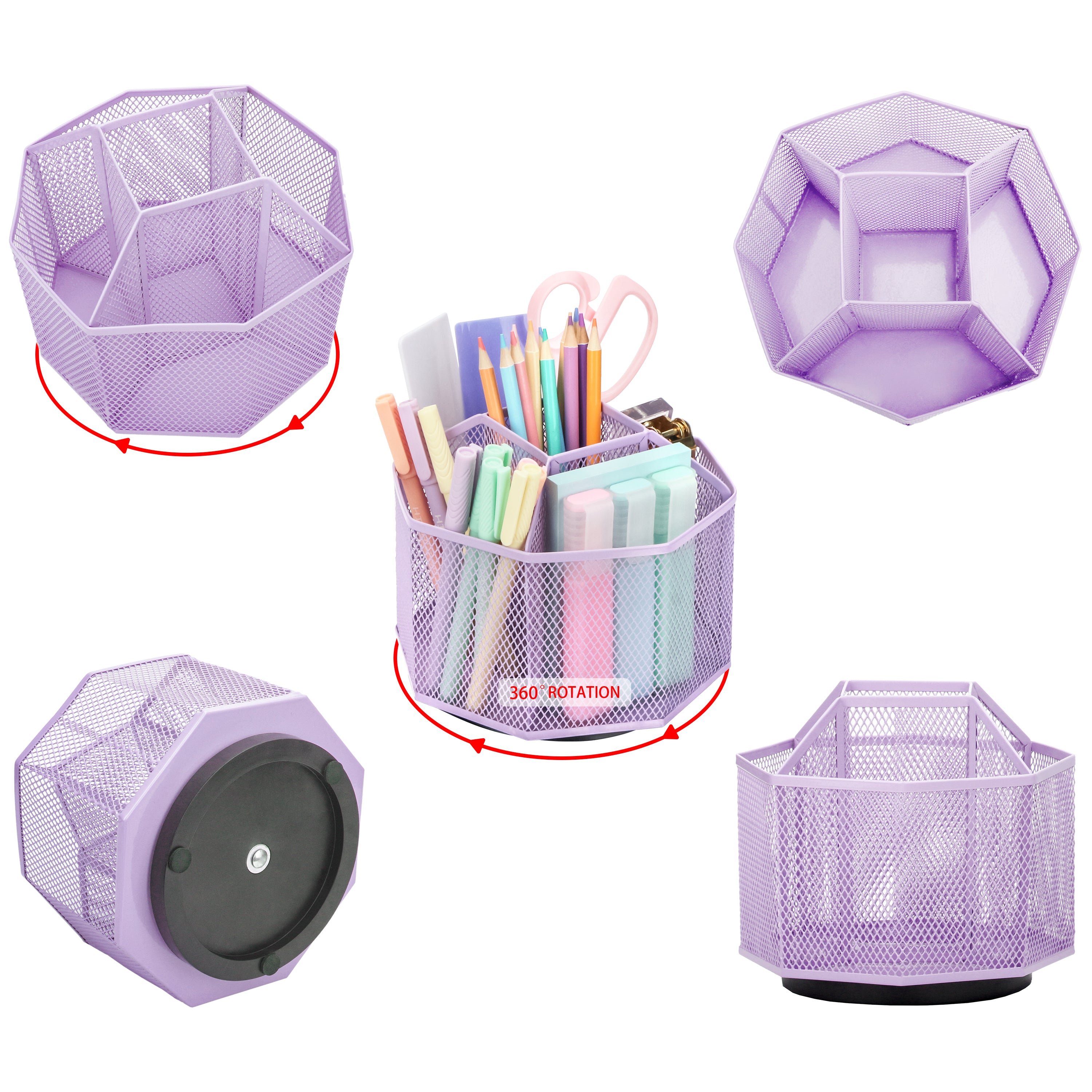 EXERZ Desk Organiser/Pencil Holder,Multifunctional 360 Rotating , Light Purple