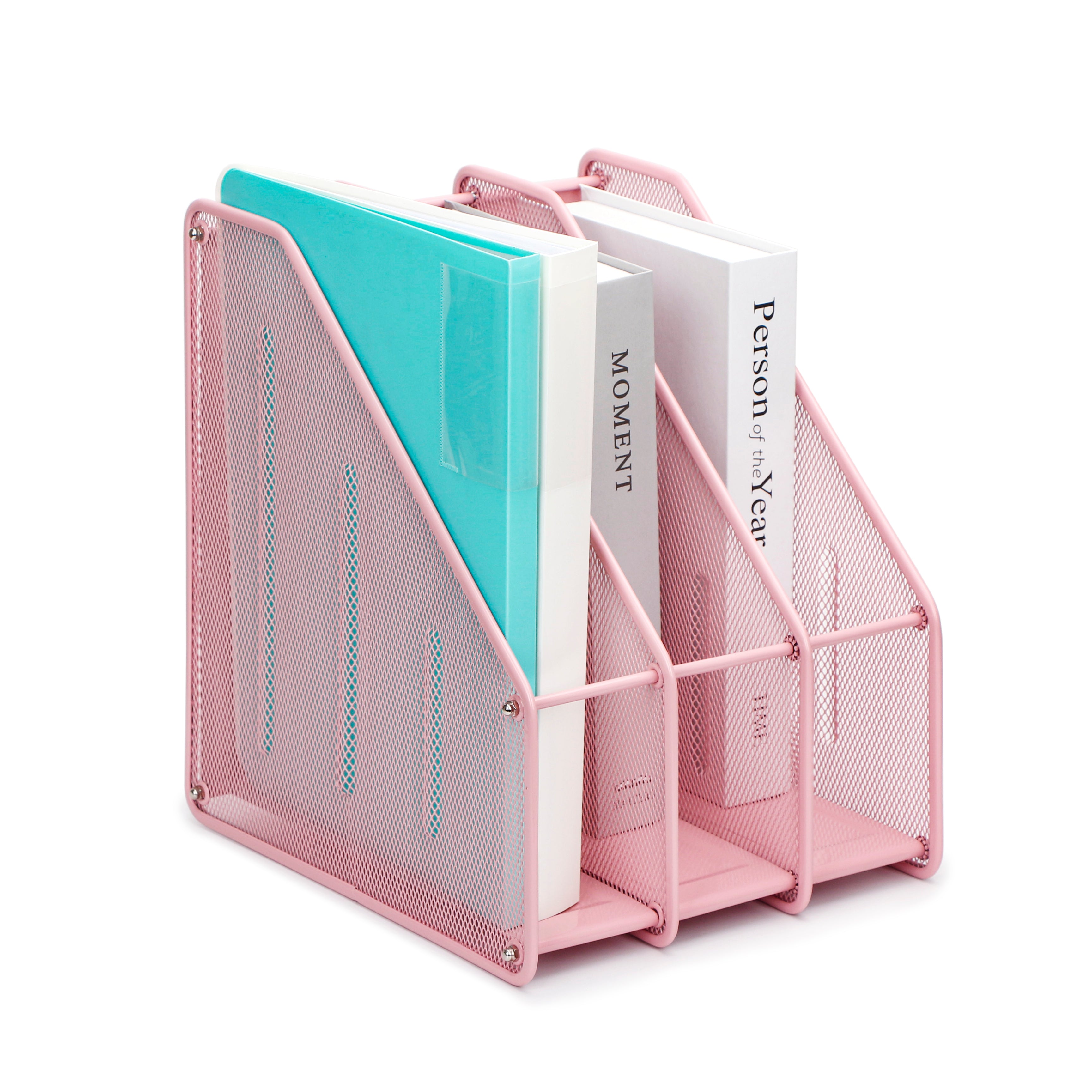 Exerz Magazine Holder Triple Rack, Mesh Metal - 3 Compartments Vertical